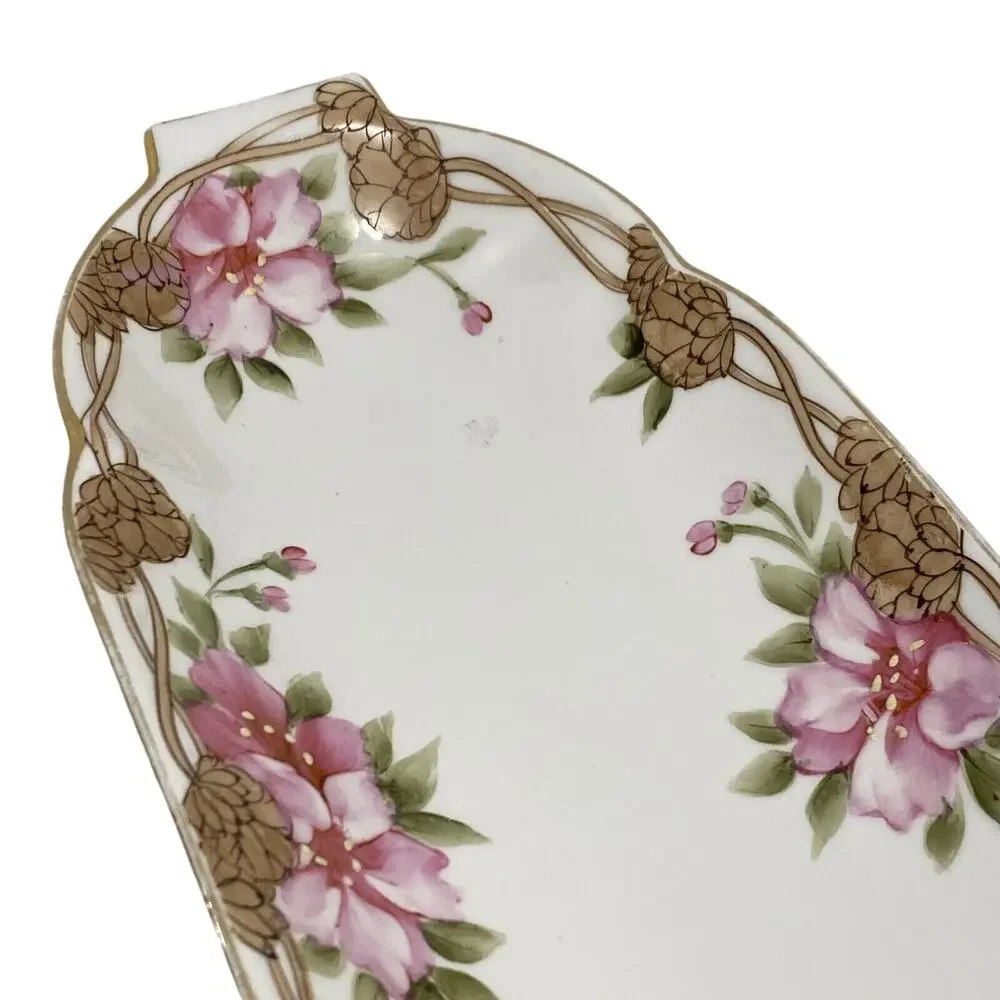 Vintage Nippon porcelain relish dish serving tray hand painted romantic art deco
